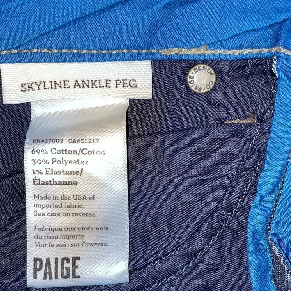 Paige Skyline Ankle Peg skinny jeans, Size 24 - Picture 4 of 11